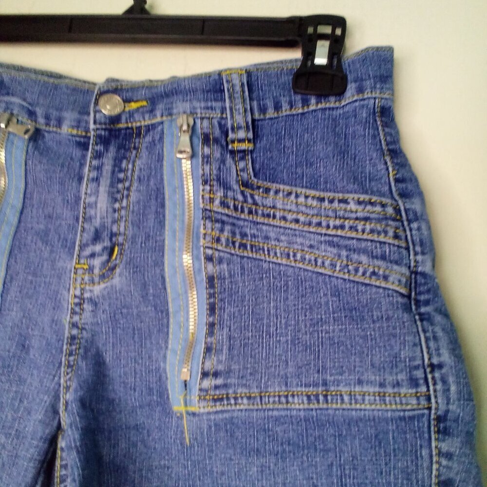 CJ Jeans Shorts Juniors 5 90s Y2K Zipper Detail Pockets Denim Blue - Picture 7 of 13